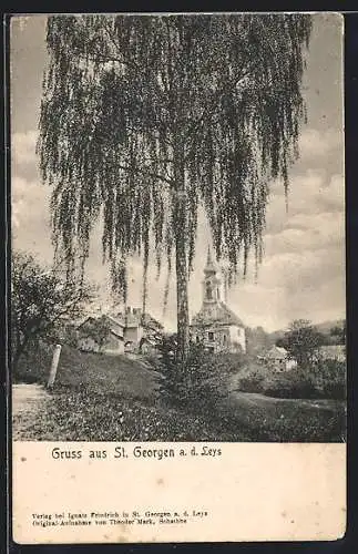 AK St. Georgen a. d. Leys, Ortsansicht mit der Kirche
