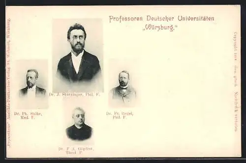 AK Würzburg, Professoren der Universität, Portraits Stürzinger, Stöhr, Göpfert, Regel