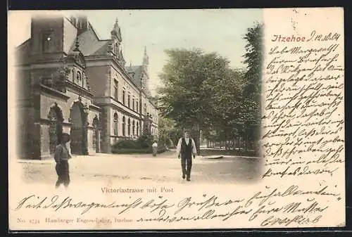 AK Itzehoe, Victoriastrasse mit Post