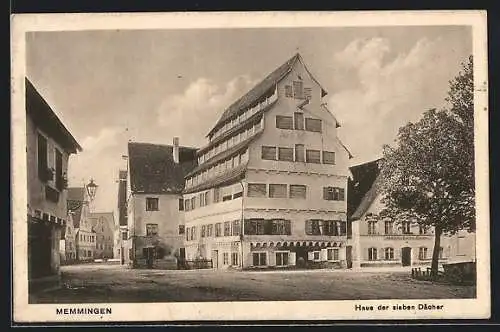 AK Memmingen, Haus der sieben Dächer mit Umgebung