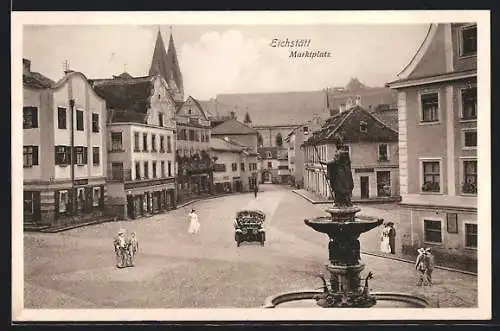 AK Eichstätt, Marktplatz mit Brunnendenkmal des hl. Willibald