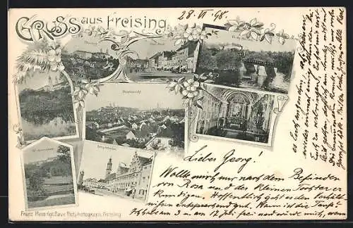 AK Freising, Domberg, Moosach-Partie, Hauptstrasse, Totalansicht