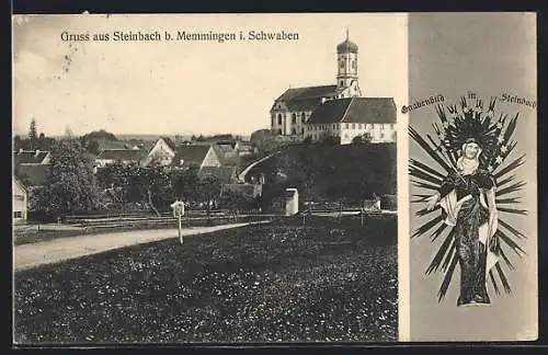 AK Steinbach /Memmingen, Teilansicht mit Kirche, Gnadenbild