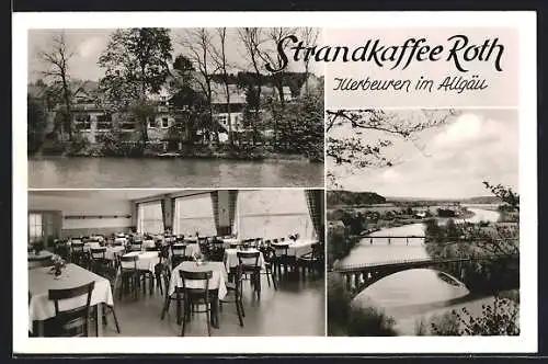 AK Illerbeuren /Allgäu, Strandkaffee Roth, Flusspartie mit Brücken