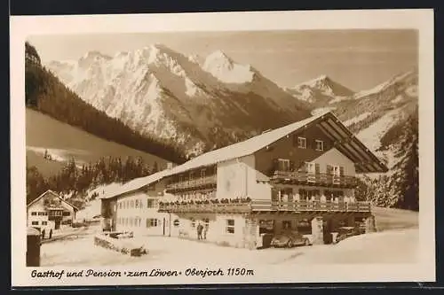 AK Oberjoch / Hochallgäu, Alpengasthaus & Pension zum Löwen im Winter