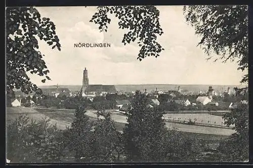 AK Nördlingen, Gesamtansicht vom Waldrand aus