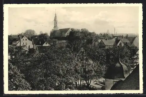 AK Mering, Ortsansicht mit Blick zur Kirche