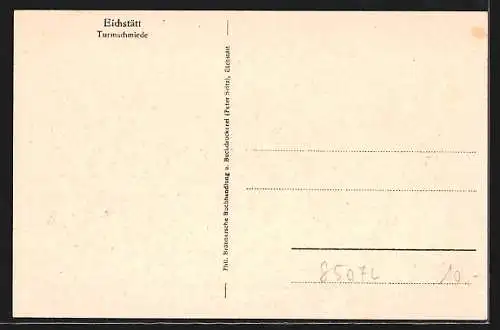 Künstler-AK Eichstätt, Uferpartie an der Turmschmiede