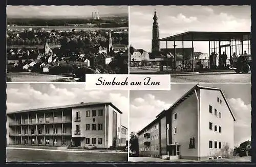 AK Simbach, Schule, neue Siedlung und Gesamtansicht