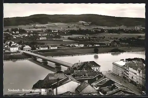 AK Simbach-Braunau am Inn, Teilansicht mit Brücke