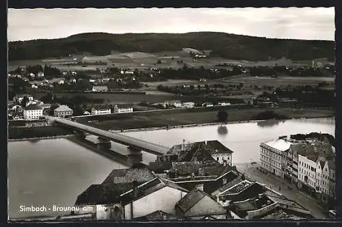 AK Simbach-Braunau am Inn, Teilansicht mit Brücke