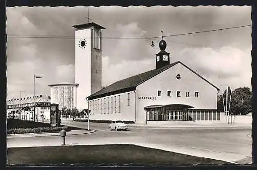 AK Schweinfurt am Main, Stadthalle mit St. Kilian-Kirche