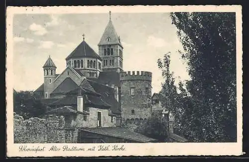 AK Schweinfurt, Alter Stadtturm mit Kath. Kirche