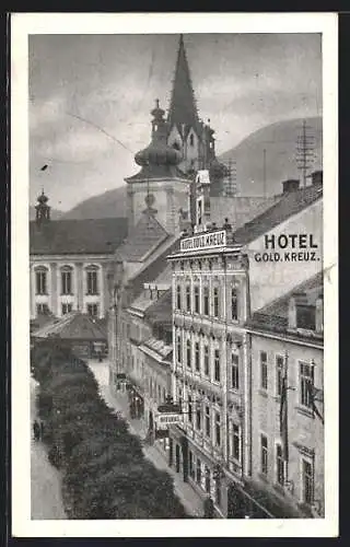 AK Mariazell, Hotel Gold. Kreuz