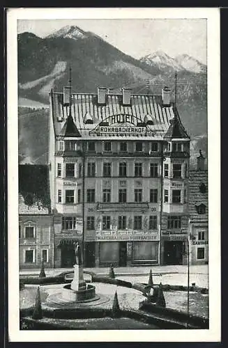 AK Mariazell, Teilansicht mit Hotel Rohrbacherhof am  Platz