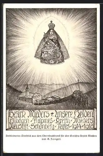 AK Mieders, Verkleinertes Titelbild aus dem Ehrenbuchband für den Gerichts-Bezirk-Mieders