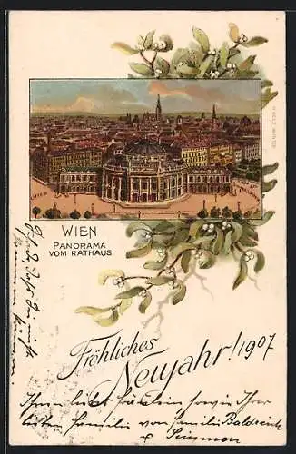 Lithographie Wien, Panorama vom Rathaus