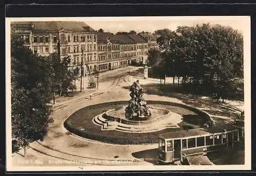 AK Fürth i. Bay., Strassenbahnschleife am Hauptbahnhof