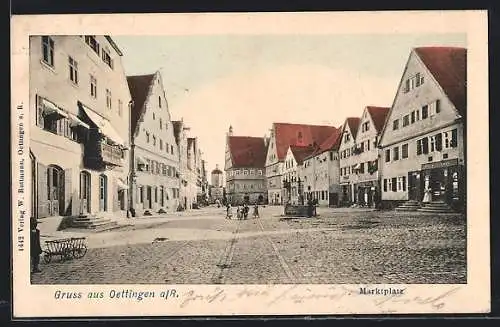 AK Oettingen a. R., Häuser um den Marktplatz