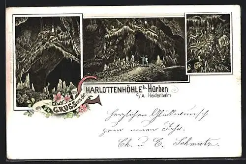 Lithographie Hürben, Gasthof Charlottenhöhle