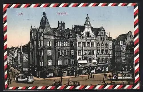 AK Kiel, Strassenbahnen am Markt