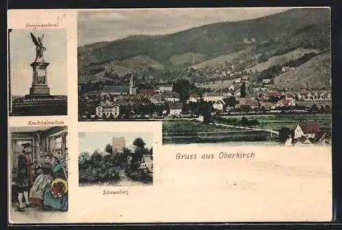 AK Oberkirch, Ortsansicht, Kriegerdenkmal, Renchthaltrachten