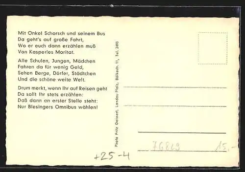 AK Landau / Pfalz, Omnibus Teiseverkehr G.G. Blesinger