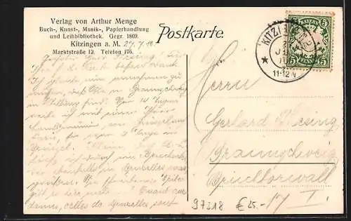 AK Kitzingen a. M., Marktplatz mit Vierröhren-Brunnen und Rathaus