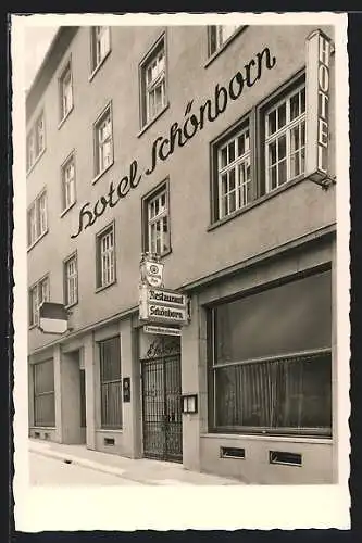 AK Würzburg, Hotel Schönborn in der Herzogenstrasse 2