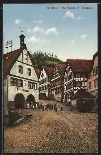 AK Schiltach, Marktplatz mit Rathaus