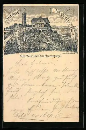 Lithographie Ganzsache PP9F383: Goslar a. Harz, Gasthaus und Aussichtsturm auf dem Steinberg
