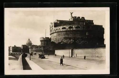 AK Rom, Castel Sant`Angelo mit Strassenpartie