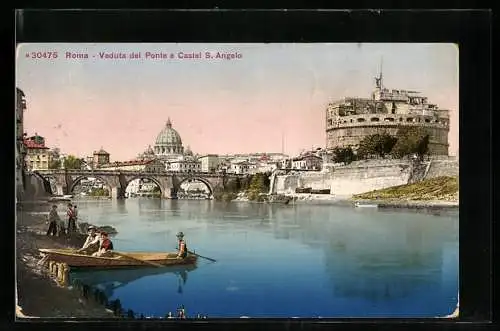 AK Rom, Veduta del Ponte e Castel Sant`Angelo
