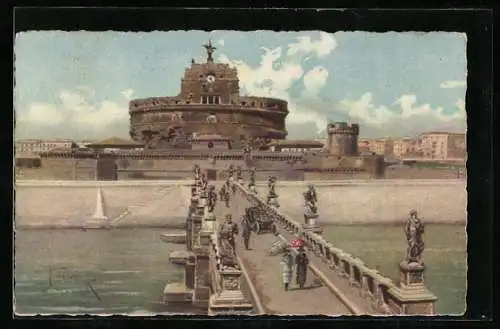 Künstler-AK Rom, Castel Sant`Angelo e Ponte