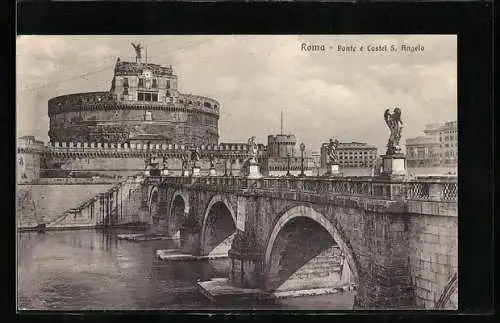 AK Rom, Castel Sant`Angelo mit Brücke