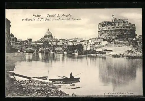 AK Rom, Castel Sant`Angelo e Cupola di S. Pietro veduta dal Tevere