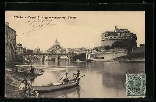 AK Rom, Castel Sant`Angelo veduto dal Tevere, Fischer