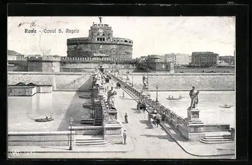 AK Rom, Castel Sant`Angelo mit Brückenübergang