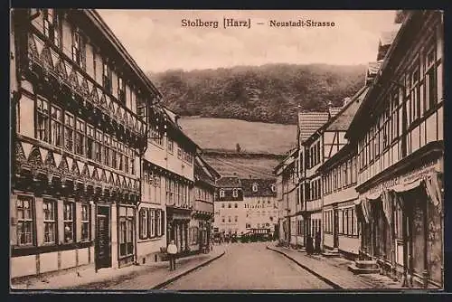 AK Stolberg /Harz, Neustadt-Strasse mit Geschäft