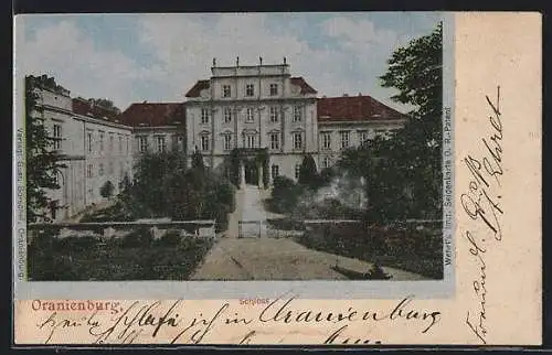 Seiden-Imitations-AK Oranienburg, Schloss