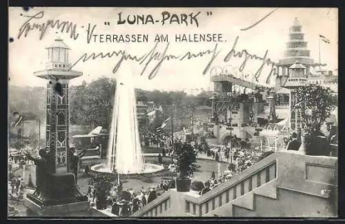 AK Berlin-Halensee, Luna-Park, Terrassen am Halensee