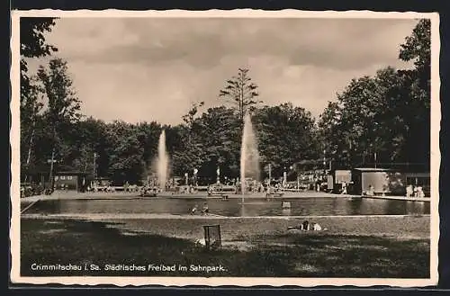 AK Crimmitschau i. Sa., Städtisches Freibad im Sahnpark