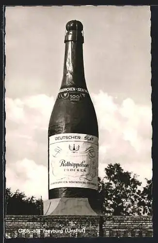 AK Freyburg, Riesensektflasche, 100 Jahre Rothkäppchen Sekt