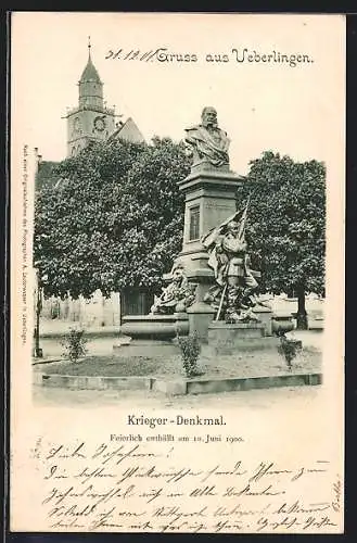 AK Ueberlingen, Krieger-Denkmal enthüllt am 10. Juni 1900