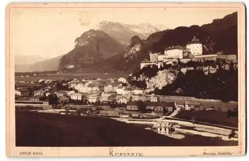 Fotografie Anton Karg, Kufstein, Ansicht Kufstein, Stadtansicht mit Bahnhof & Eisenbahn-Anlagen