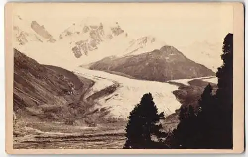 Fotografie Alexander Flury, Pontresina-Engadin, Ansicht Pontresina, Roseg Gletscher wälzt sich ins Tal hinab