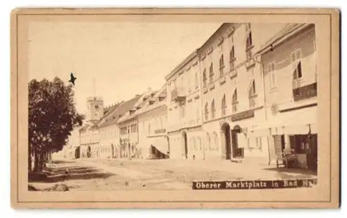 Fotografie unbekannter Fotograf, Ansicht Bad Hall, Oberer Marktplatz mit Ladengeschäften