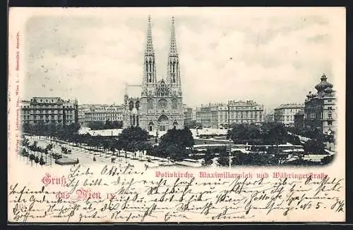 AK Wien, Votivkirche, Maximilianplatz und Währingerstrasse