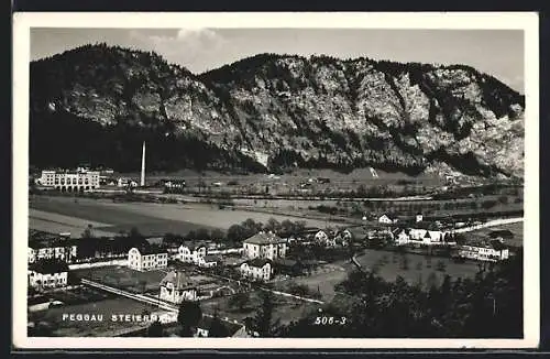 AK Peggau /Steiermark, Gesamtansicht gegen den Bergkamm