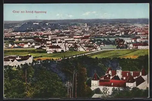AK Graz, Schloss Eggenberg und Blick auf die Stadt